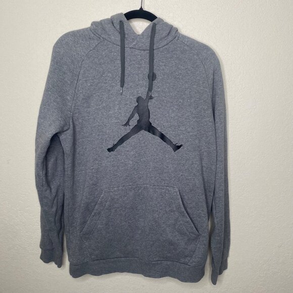 Nike Jordan Jumpman Logo Fleece Pullover Hoodie Mens Size S Gray - Picture 1 of 7